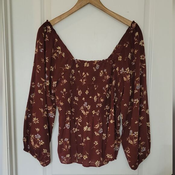 Madewell Lucie Smocked Square Neck Cotton Floral Cottage Top 10 - Picture 2 of 15